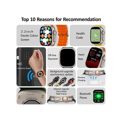 2.2 Inch Full Touch Screen Smart Watch - Sport Fitness Call - Grey