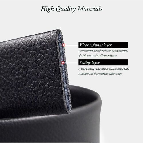 2 Piece Leather Automatic Buckle Belt Black Gold