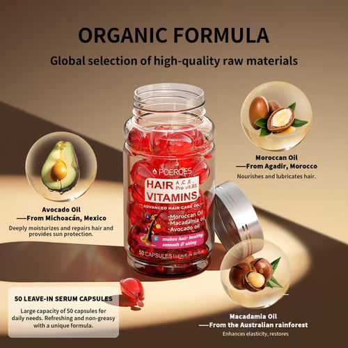 🏆 1 Bestselling 🏆 — POEROES 50 Capsules Hair Oil with Argan