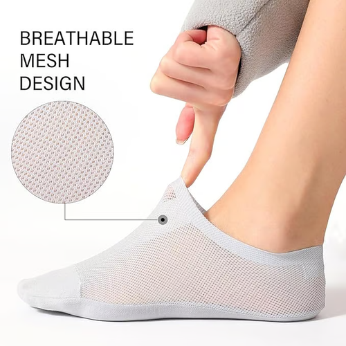 5 pairs🔥Ultra Thin Liner Socks Non Slip ComBed Cotton No Show Socks