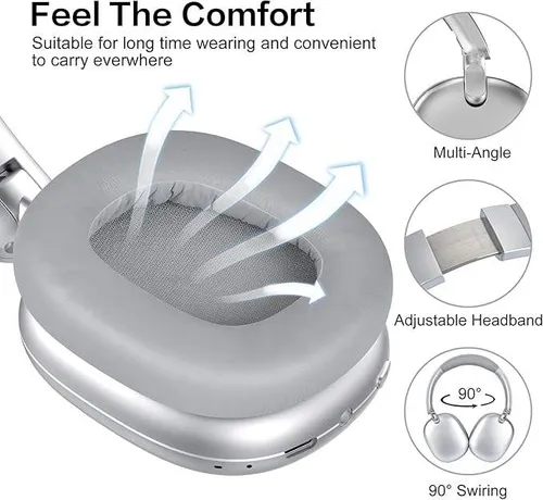 Pro Max Wireless Over-Ear Hi-Fi Sports Headset with LED Battery Indicator JL Chipset Bass Microphone Noise Cancelling for Gaming