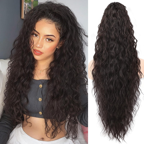 💜 LAST DAY PROMOTION 💜Curly Wavy Frizzy Hair Extension with Ponytail