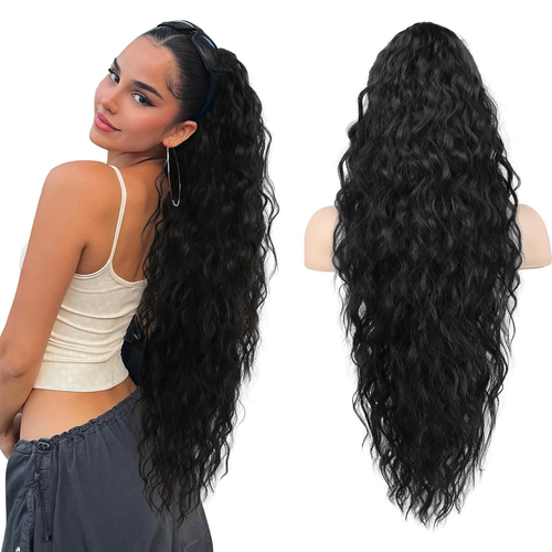 💜 LAST DAY PROMOTION 💜Curly Wavy Frizzy Hair Extension with Ponytail