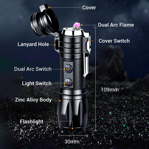 🔥Hot Sale 40% OFF🔦Multifunctional rechargeable strong light flashlight with electric fire⚡