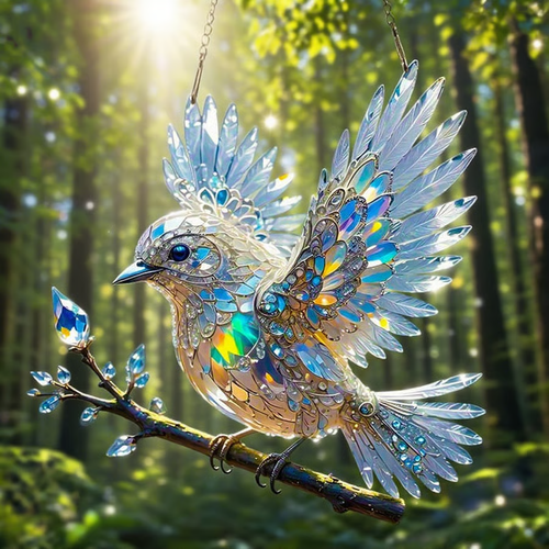 🔥2025 New Release 🐦Sky Bluebird Stained Art Ornament💠 (✨Same as in the video2D effect non-stereoscopic)