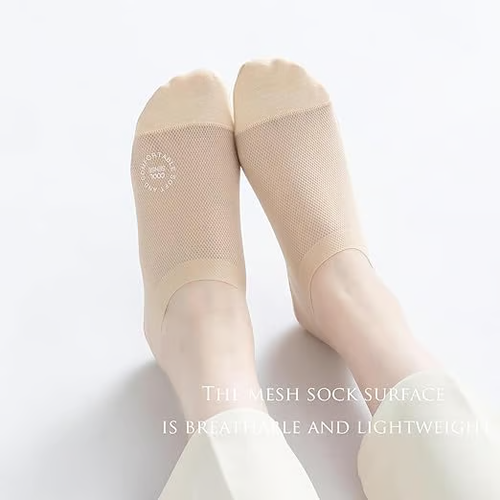 5 pairs🔥Ultra Thin Liner Socks Non Slip ComBed Cotton No Show Socks