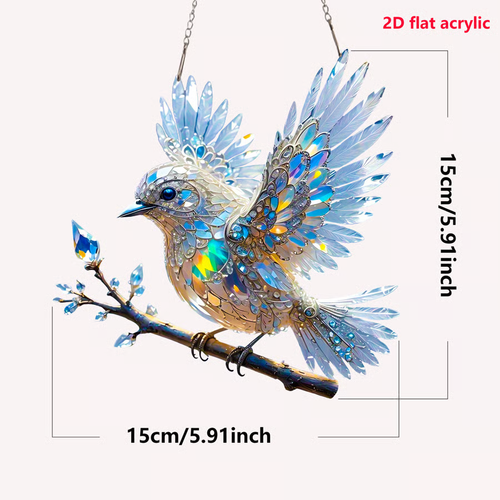 🔥2025 New Release 🐦Sky Bluebird Stained Art Ornament💠 (✨Same as in the video2D effect non-stereoscopic)