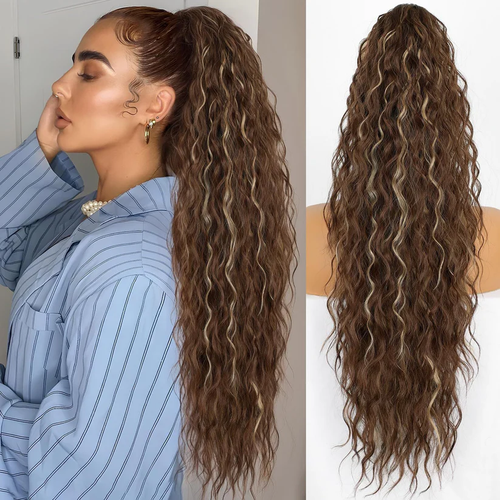 💜 LAST DAY PROMOTION 💜Curly Wavy Frizzy Hair Extension with Ponytail