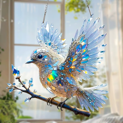 🔥2025 New Release 🐦Sky Bluebird Stained Art Ornament💠 (✨Same as in the video2D effect non-stereoscopic)