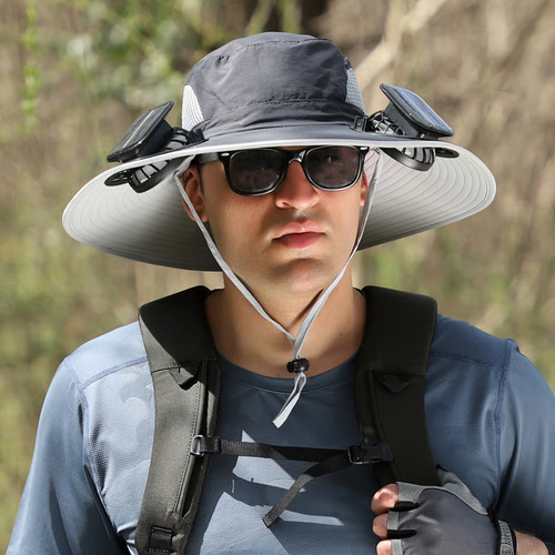 🔥Wide Brim Solar Fan Outdoor Fishing Hat - Solar and USB Charging