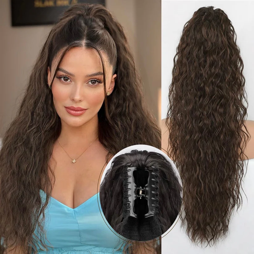 💜 LAST DAY PROMOTION 💜Curly Wavy Frizzy Hair Extension with Ponytail