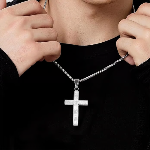 💖Last Day ✝️ Lord's Prayer Graffiti Cross Necklace