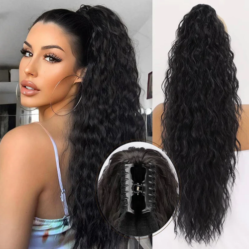 💜 LAST DAY PROMOTION 💜Curly Wavy Frizzy Hair Extension with Ponytail