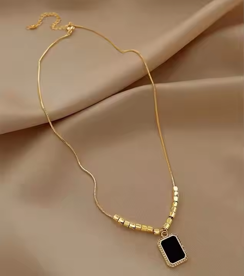 Black Onyx Necklace (Titanium Steel)