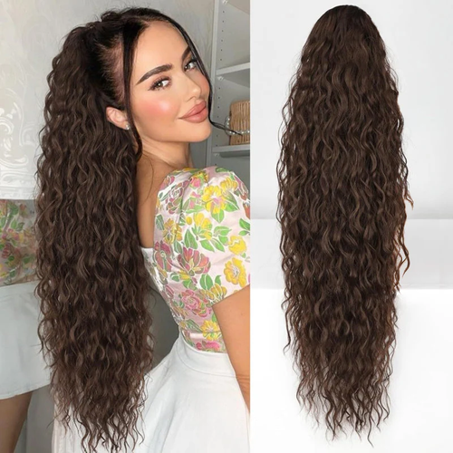 💜 LAST DAY PROMOTION 💜Curly Wavy Frizzy Hair Extension with Ponytail