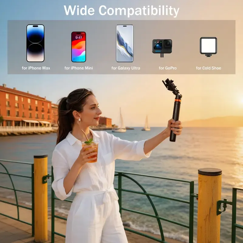 61 Inch Phone Tripod Selfie Stick with Remote