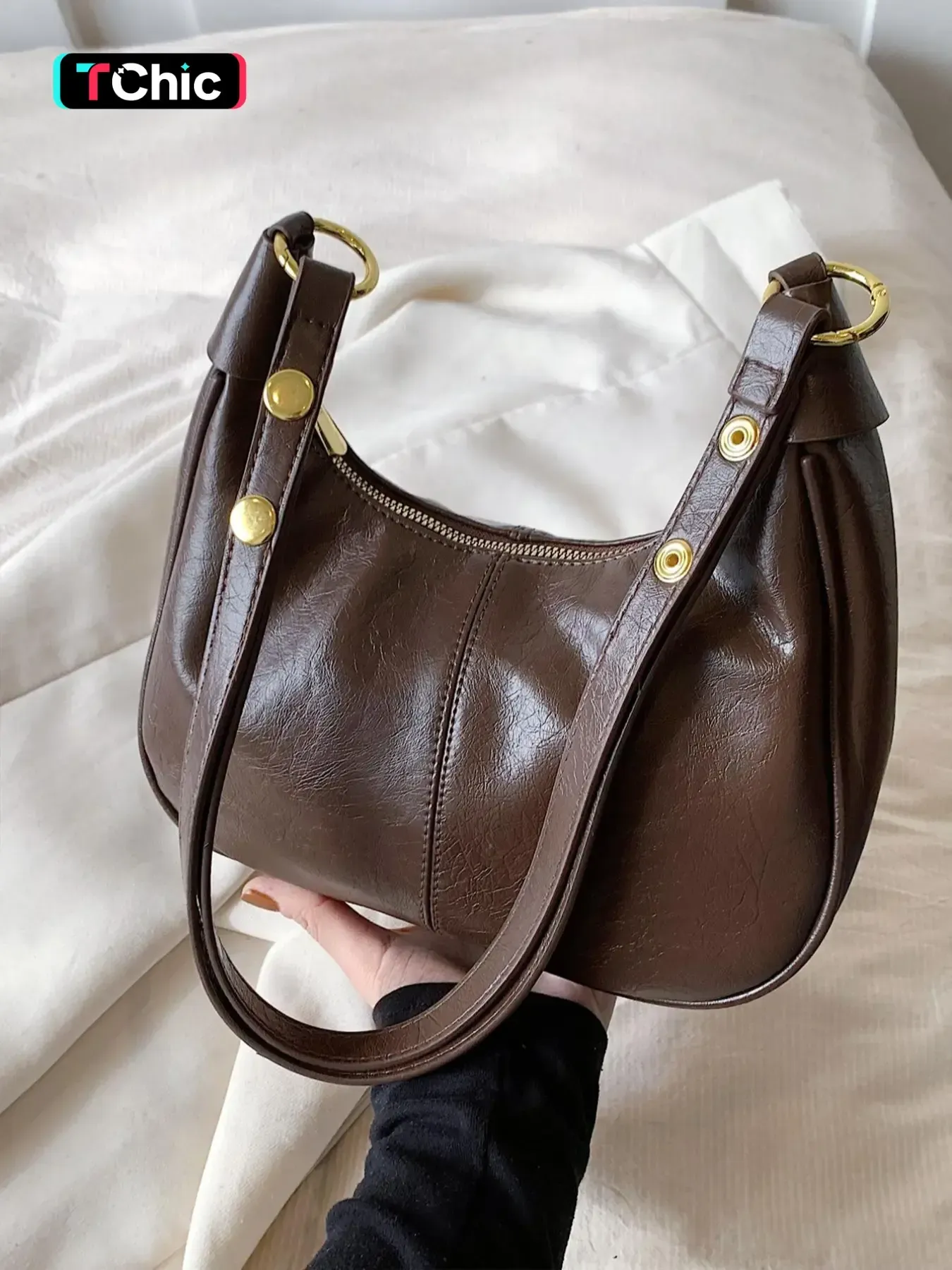 Vintage Brown Hobo Shoulder Bag