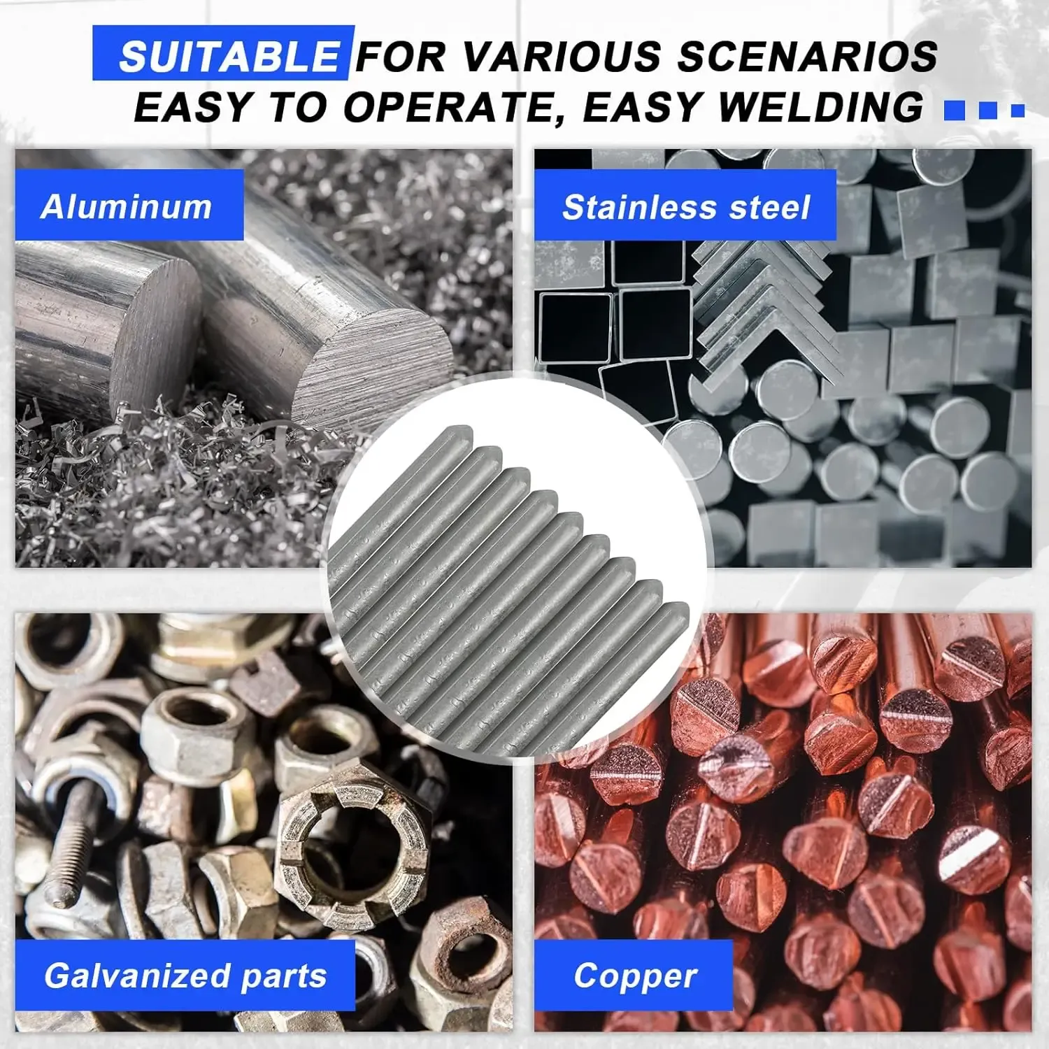 20 Pcs Low Temperature Universal Welding Rods Easy Melt Solder Electrodes for Stainless Steel Iron Beginner & Pro Welding Tools