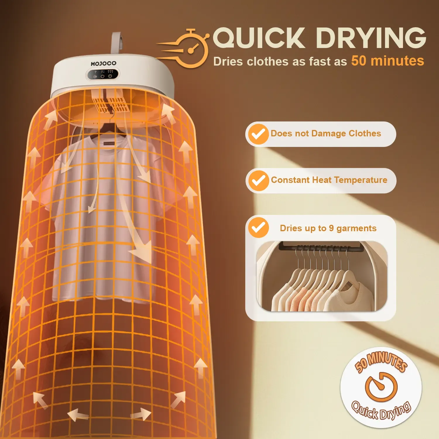 Electric Portable Clothes Dryer 600W Mini Hanging Dryer for Apartment, Dorm, RV - Quick and Easy to Use with Dryer Bag Appliance Household