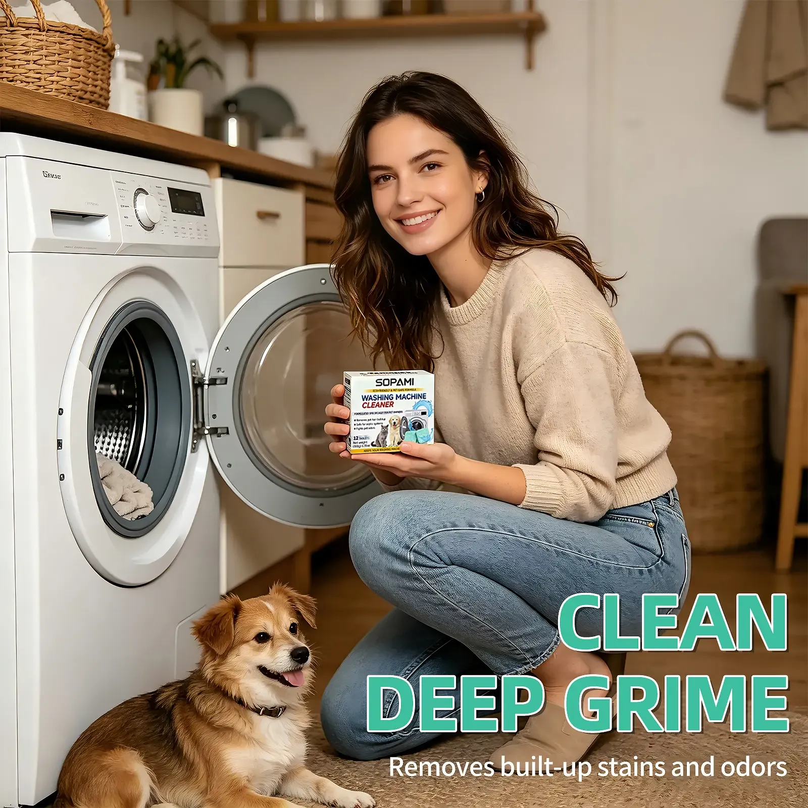 Washing Machine Cleaner Tablets 12 pack pet safe eco friendly cleaning tablets neutralizes pet related odors deep cleans grime keeps washing machine fresh easy to use