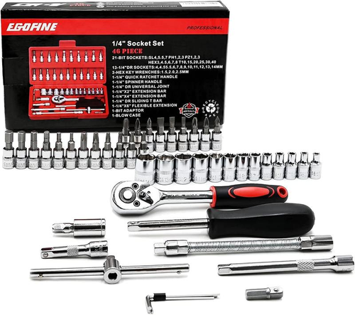46-Piece Socket Wrench Tool Set (Automotive Repair Kit)