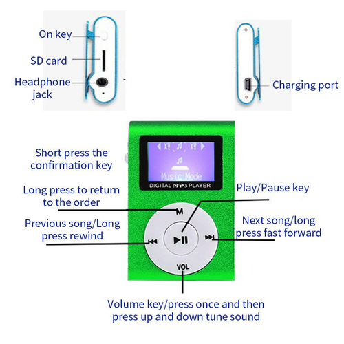 Mini MP3 Player Module for Running — With Screen and Metal Casing