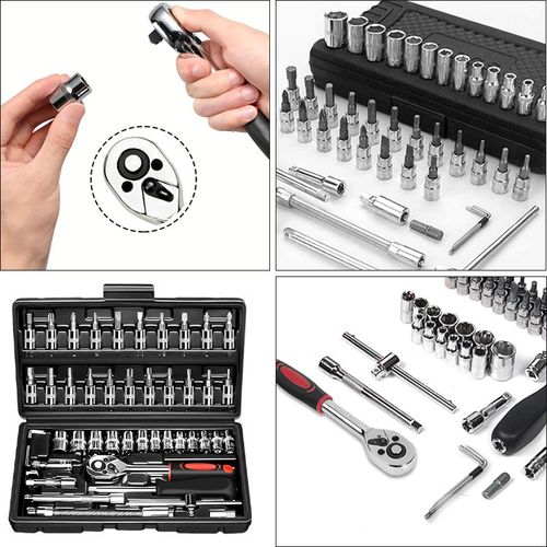 46-Piece Socket Wrench Tool Set (Automotive Repair Kit)