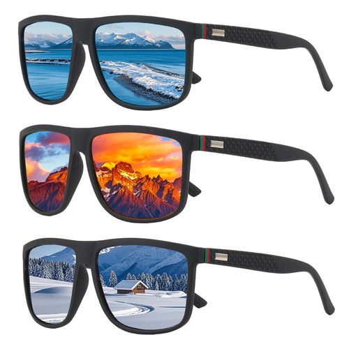 Polarized sunglasses with iridescent film, driving sunglasses, cross-border men's fishing glasses, cross-border square-frame fashion sunglasses, trendy