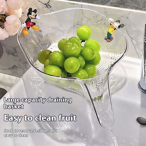 Multifunctional rice-washing and vegetable-washing basin water-draining basket, household kitchen and living room fruit and vegetable storage tray, water-draining basket