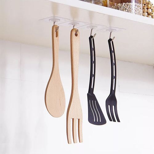 Strong adhesive wall-mounted transparent hook, no drilling required