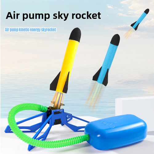 Interactive flying light-up rocket launcher foot toy for outdoor use in parks
