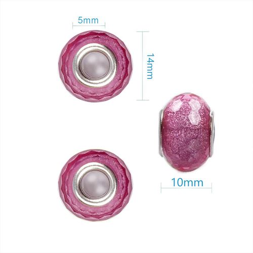 4mm Resin Cut Surface Fine Glittering Color Powder Large Hole Beads, Bracelet Beads