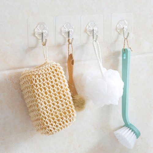 Strong adhesive wall-mounted transparent hook, no drilling required
