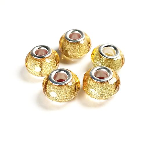 4mm Resin Cut Surface Fine Glittering Color Powder Large Hole Beads, Bracelet Beads