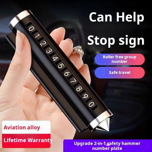 Car window breaker, license plate, parking phone number plate ornament, in-car mobile phone number display, vehicle temporary parking safety hammer