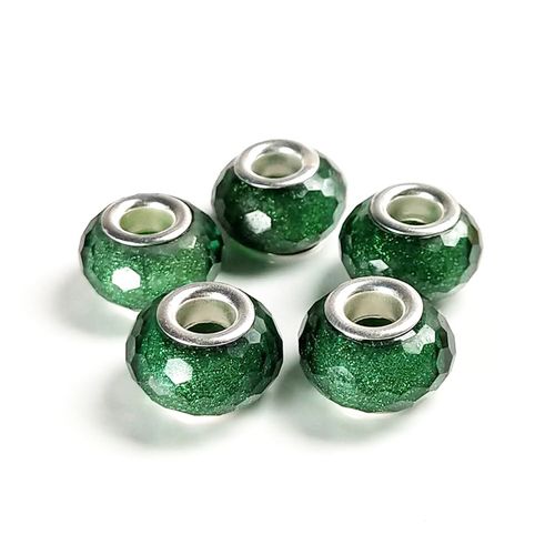 4mm Resin Cut Surface Fine Glittering Color Powder Large Hole Beads, Bracelet Beads