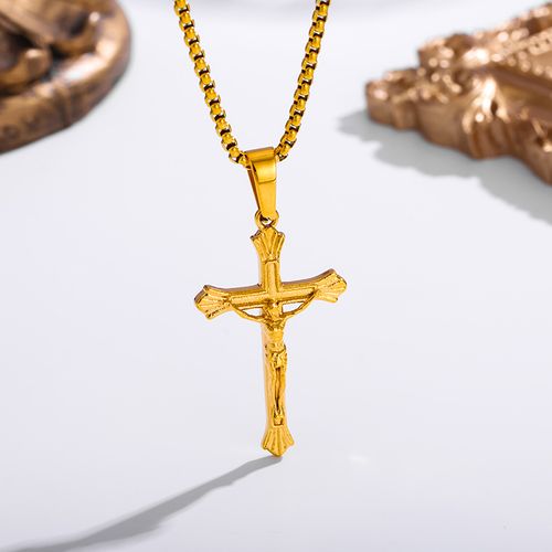 18K Gold-plated Cross Pendant Necklace for Men and Women, Personalized, Ins Style