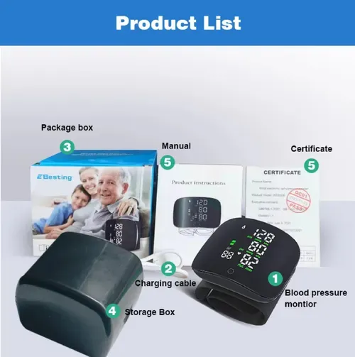 Electronic Blood Pressure Monitor Wrist-Worn Fully Automatic Smart Measurement Medical-Grade for Home Use