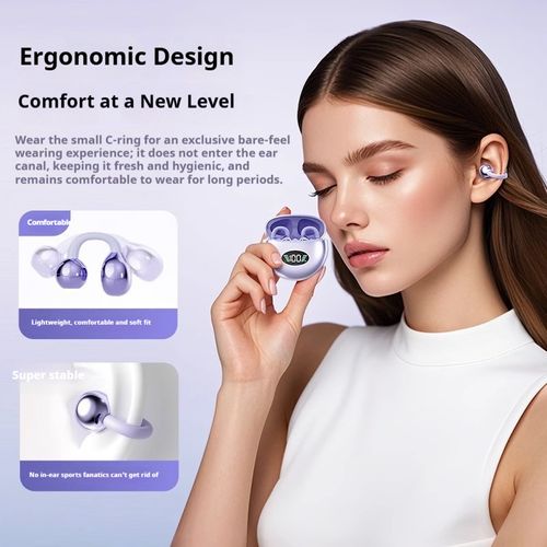 Clip-on Bluetooth earphones, bone conduction, high sound quality, noise reduction, long battery life, sports, private mold, universal