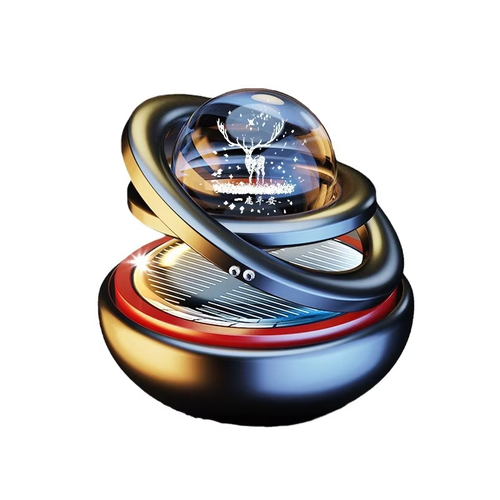 Three-Generation Solar-Powered Dual-Ring Floating Car Ornament Centre Console Dominant Automatic Rotating Light-Sensitive Ornament In-Car Aromatherapy Diffuser