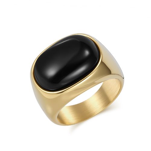 Men's Fashionable, Individualistic, and High-End Titanium Steel Ring with Natural Tiger's Eye Gemstone Jewelry