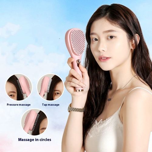 Retractable comb, air cushion comb for women, airbag comb, fluffy, portable, massage comb, automatic cleaning, hair detangling