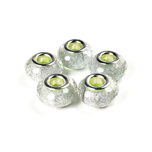 4mm Resin Cut Surface Fine Glittering Color Powder Large Hole Beads, Bracelet Beads