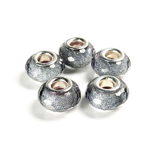 4mm Resin Cut Surface Fine Glittering Color Powder Large Hole Beads, Bracelet Beads