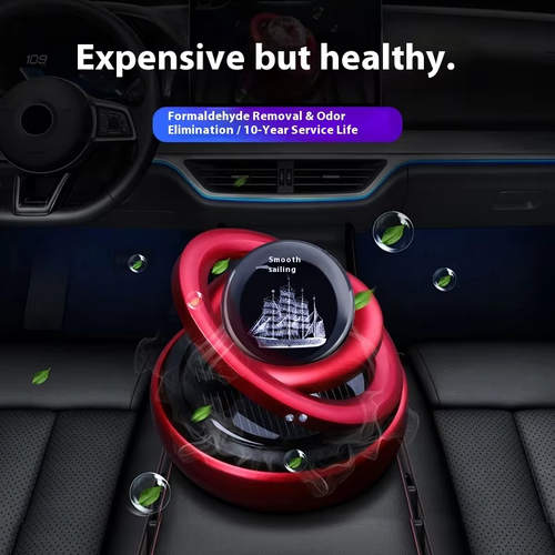 Three-Generation Solar-Powered Dual-Ring Floating Car Ornament Centre Console Dominant Automatic Rotating Light-Sensitive Ornament In-Car Aromatherapy Diffuser
