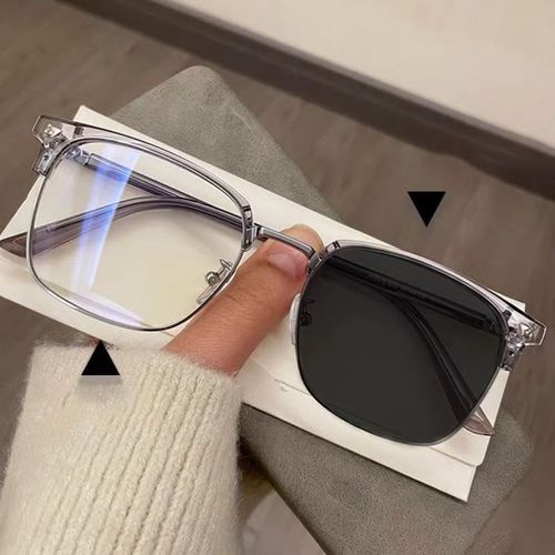 New Smart Color-Changing Eyebrow Frame Men's Business Trendy Semi-Rimless Women's Blue Light-Blocking Glasses Plain Glasses