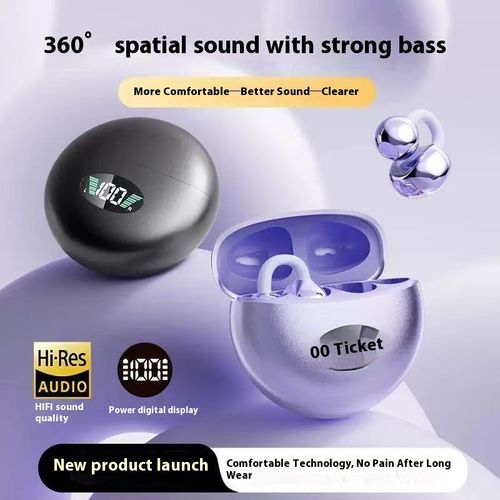 Clip-on Bluetooth earphones, bone conduction, high sound quality, noise reduction, long battery life, sports, private mold, universal