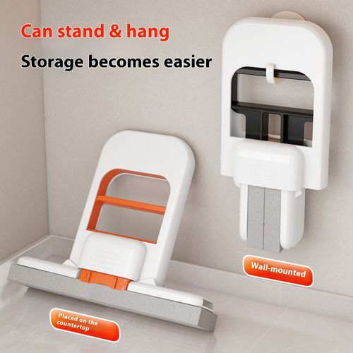 Hands-free small mop for cleaning and absorbing water on desktops and coffee tables, foldable, durable sponge hand-held collodion mop