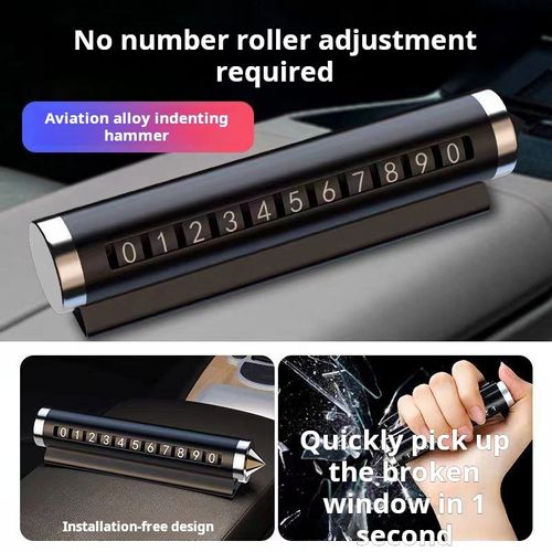 Car window breaker, license plate, parking phone number plate ornament, in-car mobile phone number display, vehicle temporary parking safety hammer