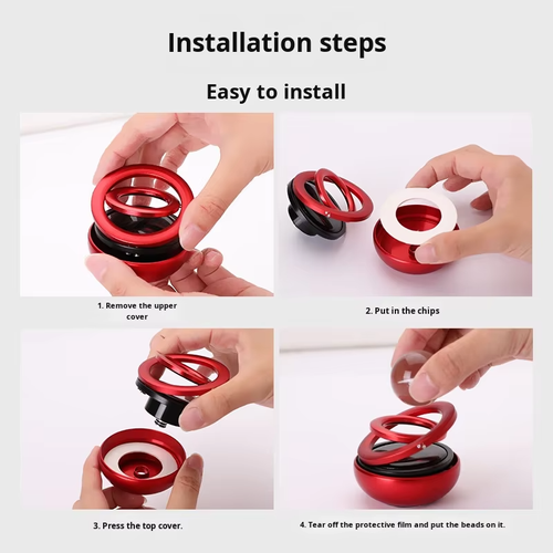 Three-Generation Solar-Powered Dual-Ring Floating Car Ornament Centre Console Dominant Automatic Rotating Light-Sensitive Ornament In-Car Aromatherapy Diffuser